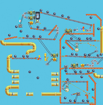A user created perpetual motion machine running in Contraption Maker.