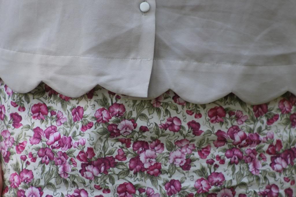 floral skirt, scalloped hem