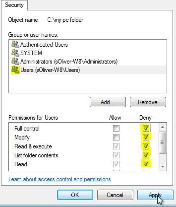 Password Protect Folder in Windows 8