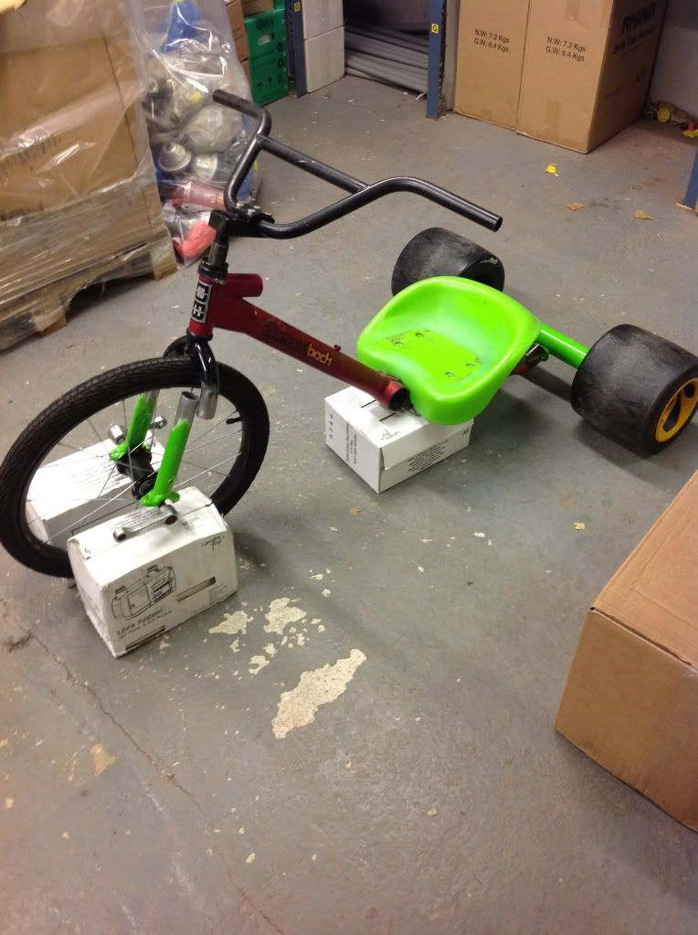 drift trike pedal front wheel setup