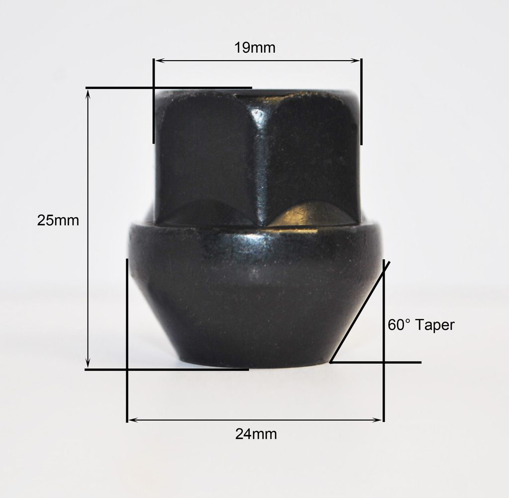 M12 X 1.5 75mm Stud Adapter Kit Para BMW pre 2009 Inc Tuercas Negro