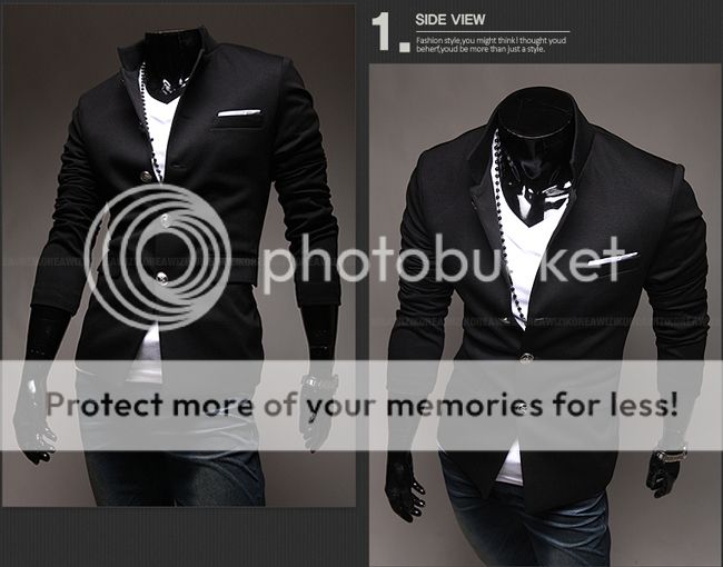 Stand Collar Blazer Men’s Business Formal Suit Casual Slim Coat Jacket ...